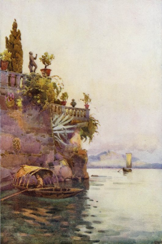 In the Shadow of the Terrace (farve litho) af Ella Du Cane