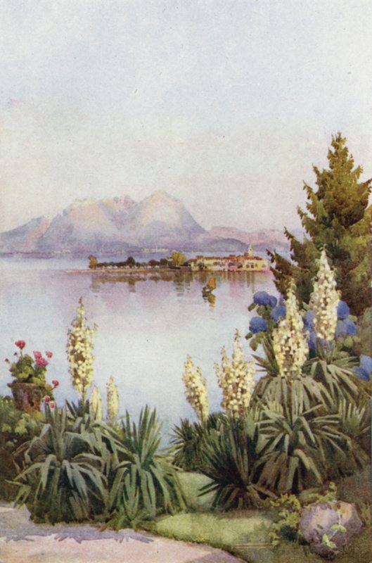 Isola Pescatori fra Baveno, Lago Maggiore (farve litho) af Ella Du Cane