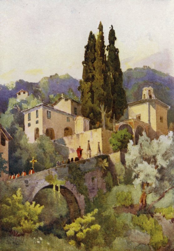 Vor Frue af Fred, Comosøen (farve litho) af Ella Du Cane