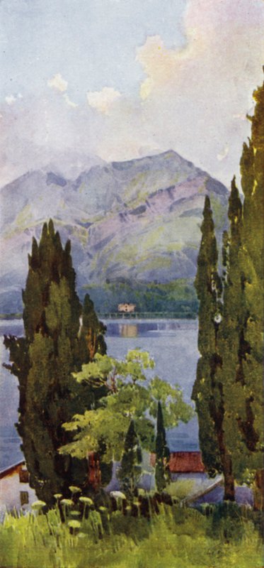 Monte Crocione, Comosøen (farve litho) af Ella Du Cane