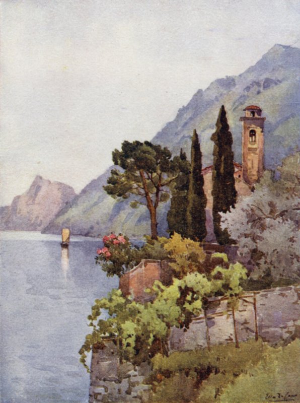 Oria, Luganosøen (farve litho) af Ella Du Cane