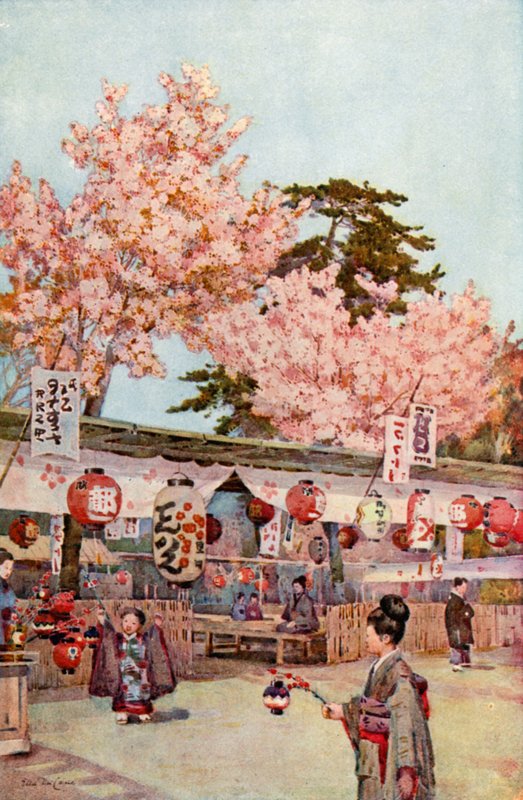 Kirsebærblomsternes fest (farve litho) af Ella Du Cane