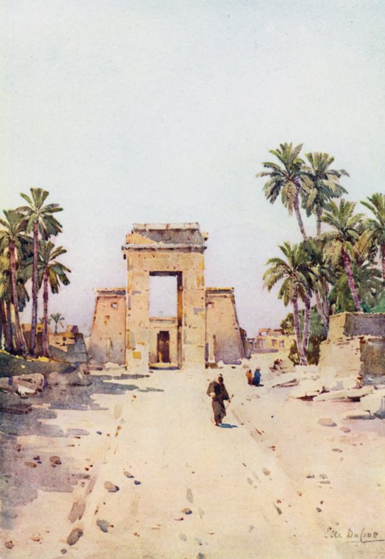 The Gateway of Euergetes, Karnak (farve litho) af Ella Du Cane