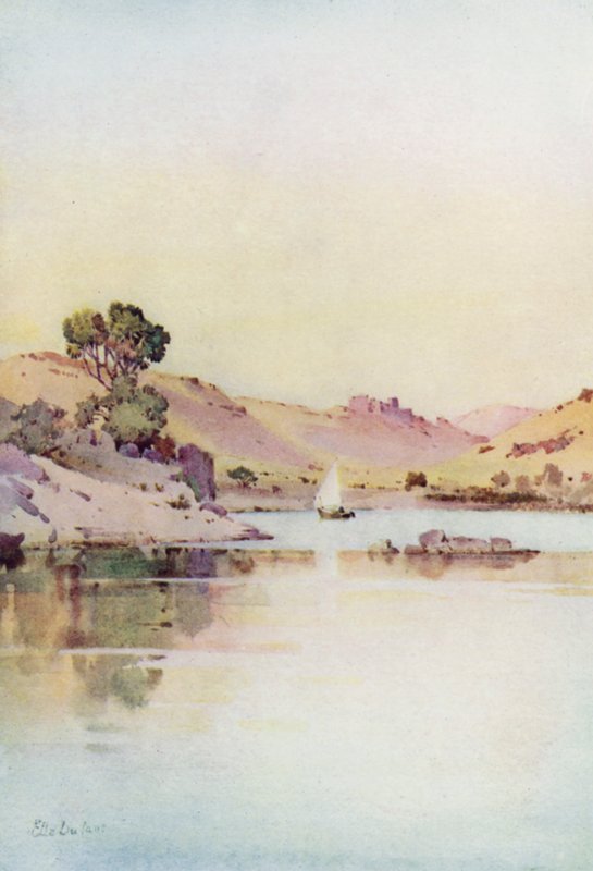 Klosteret St Simon, Assuan (farve litho) af Ella Du Cane