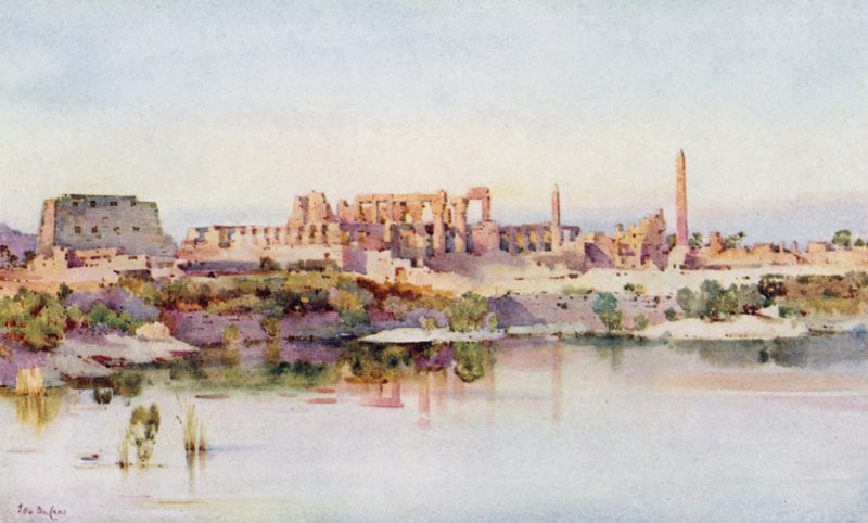 Karnak-templet (farve litho) af Ella Du Cane