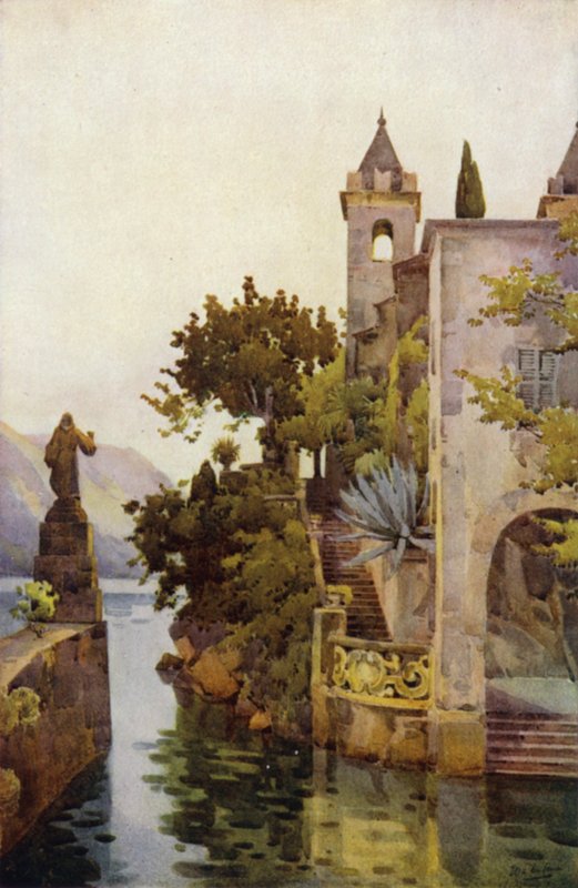 Villa Arconati, Comosøen (farve litho) af Ella Du Cane