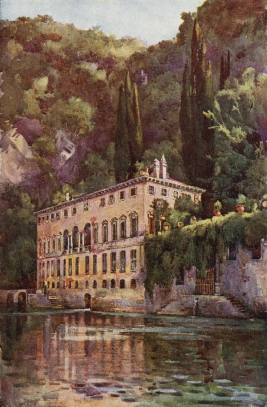 Villa Pliniana, Comosøen (farve litho) af Ella Du Cane