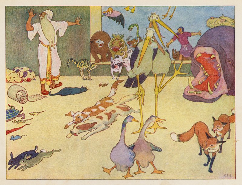 Noahs Ark: Forvirring (farvelitografi) af Elmer Boyd Smith
