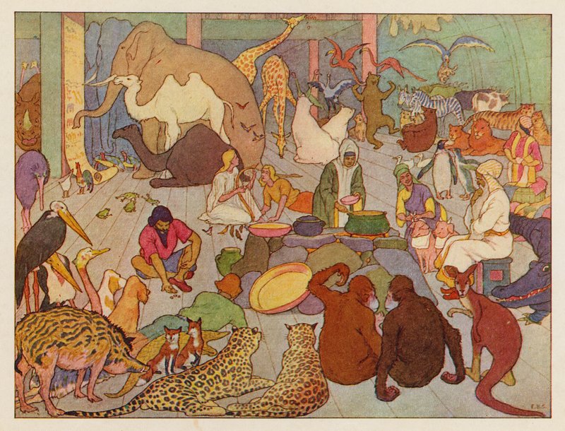 Noahs Ark: Livet på havet (farvelitografi) af Elmer Boyd Smith