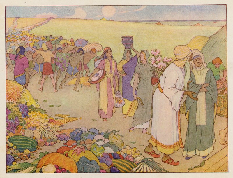 Noahs Ark: Tager forsyninger ind (farvelitografi) af Elmer Boyd Smith