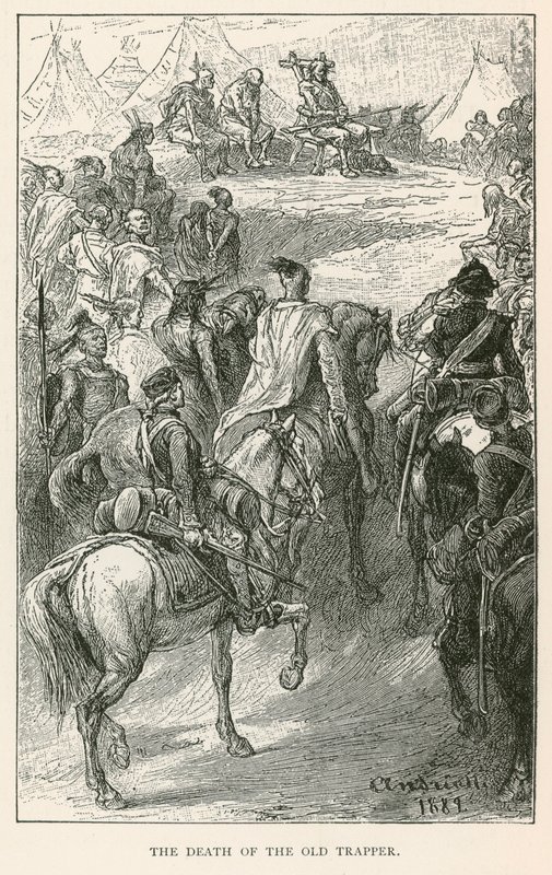 Den gamle pelsjægers død (kobberstik) af Elviro Michael Andriolli