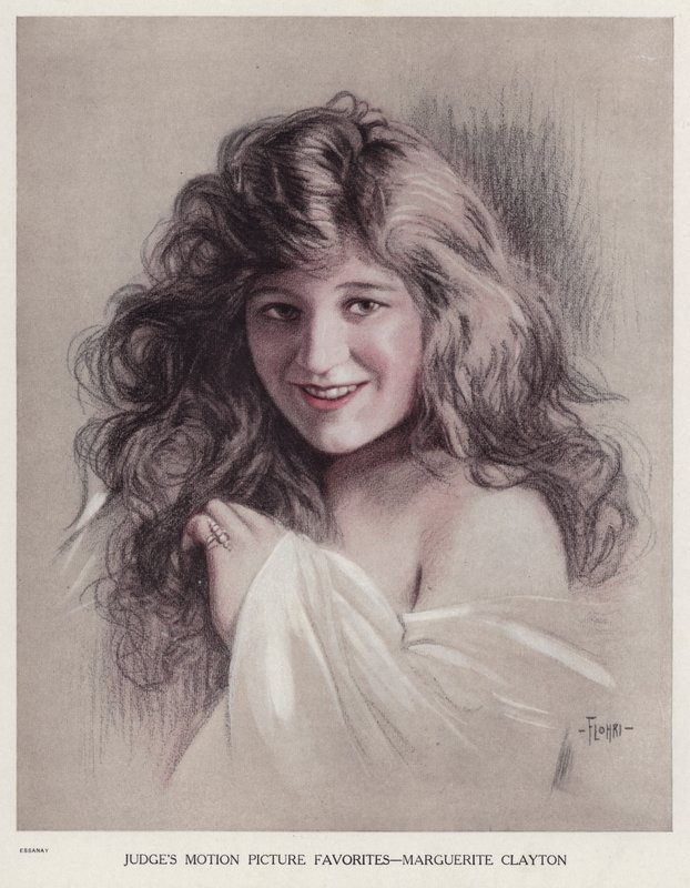 Marguerite Clayton, amerikansk stumfilmskuespillerinde (farve litho) af Emil Flohri