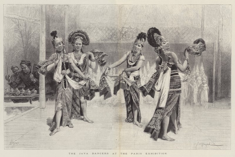 Java-danserne på Paris-udstillingen af Emile Antoine Bayard
