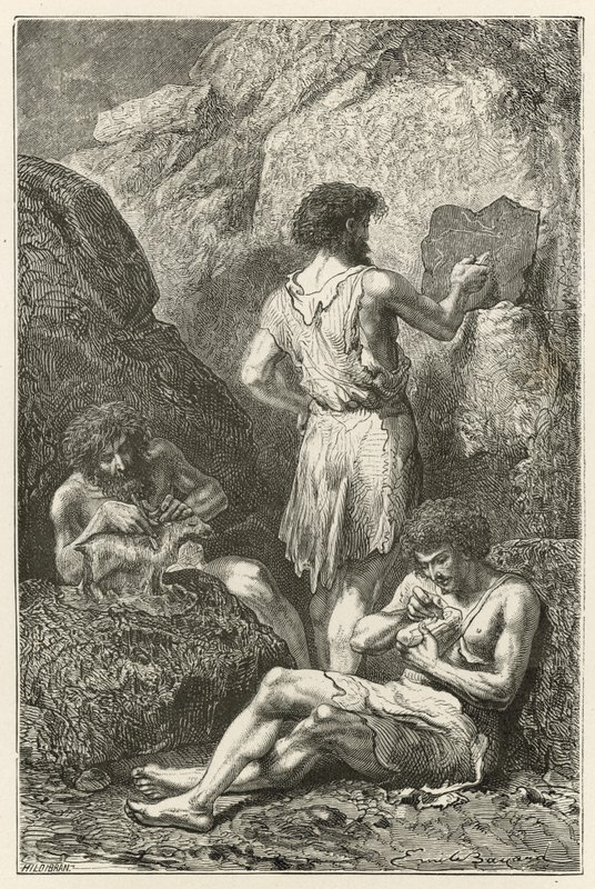 Forgængerne til Raphael og Michelangelo, eller fødslen af ​​kunsten at tegne og skulptur på rensdyrets tid af Emile Antoine Bayard