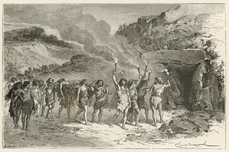 En begravelsesceremoni på tidspunktet for rensdyret af Emile Antoine Bayard