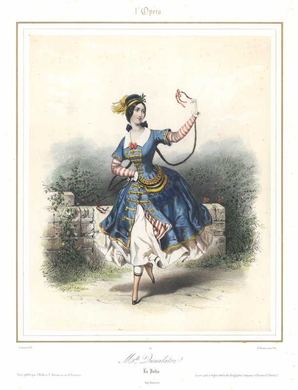 Fransk balletdanserinde Adele Dumilatre danser ved Paris Opera, c1840 (farve litho) af Emile Desmaisons