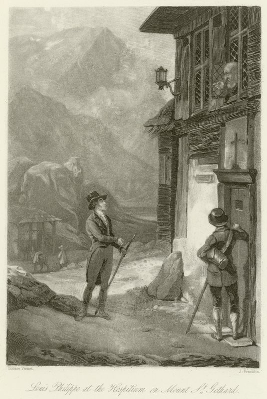 Louis Philippe på Hospitium på Mount St. Gothard af Emile Jean Horace Vernet