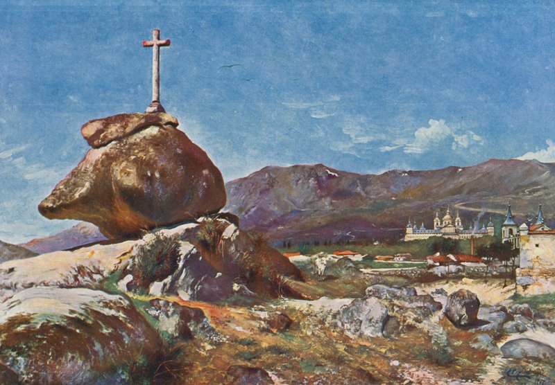 Elscorial: Galgekorset (farvelitografi) af Emilio Poy Dalmau