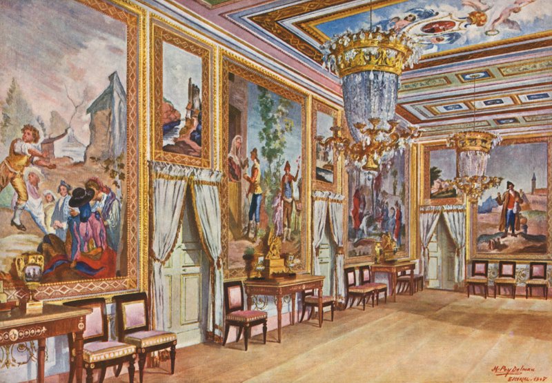 Elscorial: Ambassadørernes Lounge (farvelitografi) af Emilio Poy Dalmau