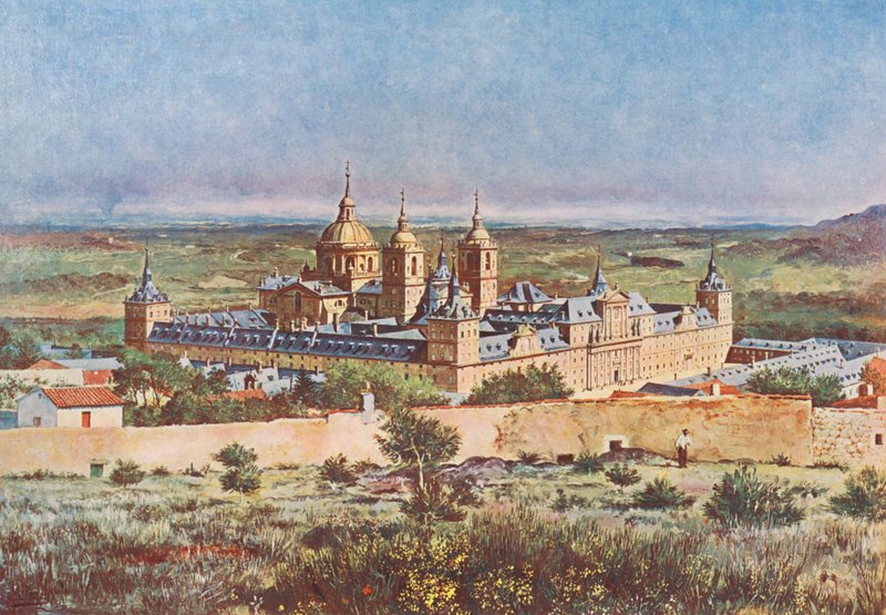El Elscorial: Vista General (farvelitografi) af Emilio Poy Dalmau