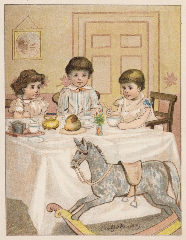I børnehaven (farve litho) af Emily Harding