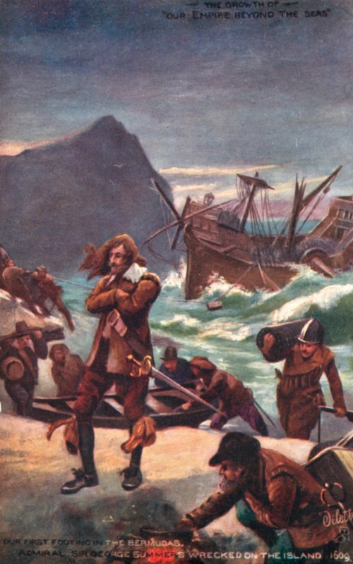 Admiral Sir George Summers forliste på Bermudaerne, 1609 af English School