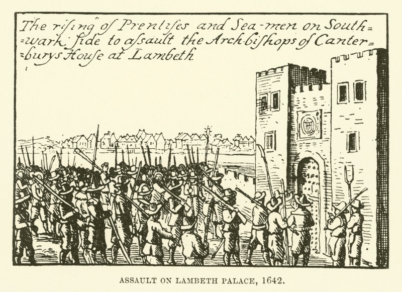 Angreb på Lambeth Palace, 1642 af English School
