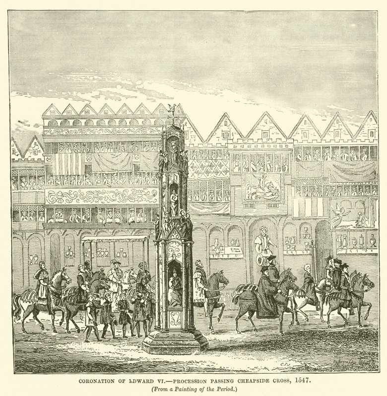 Kroning af Edward VI, Procession forbi Cheapside Cross, 1547 af English School