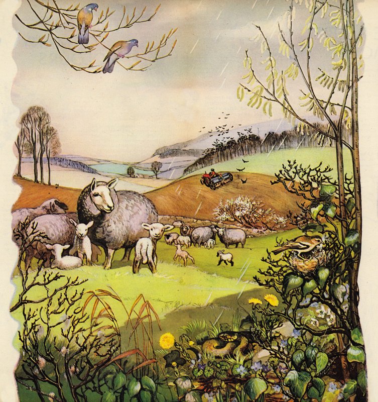 Tidligt forår i det engelske landskab, England, 1960