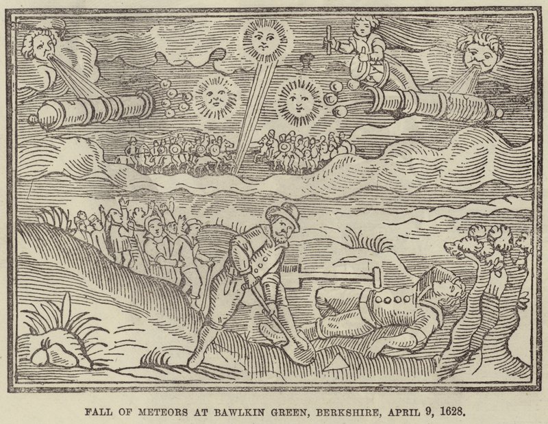 Fall of Meteors ved Bawlkin Green, Berkshire, 9. april 1628 af English School