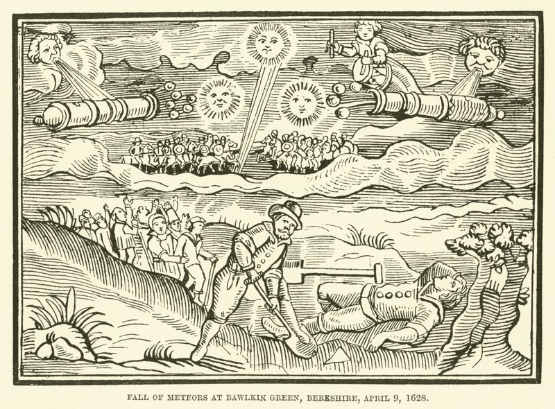 Meteorfald ved Bawlkin Green, Berkshire, 9. april 1628 af English School