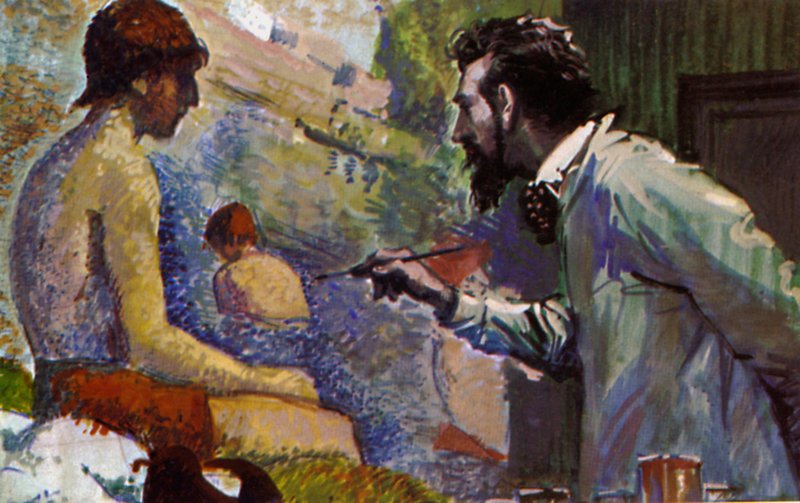 George Seurat maleri A Bathing af English School