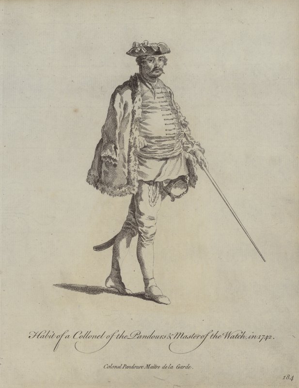 Vanen til en oberst af Pandourerne og vagtmesteren i 1742 af English School
