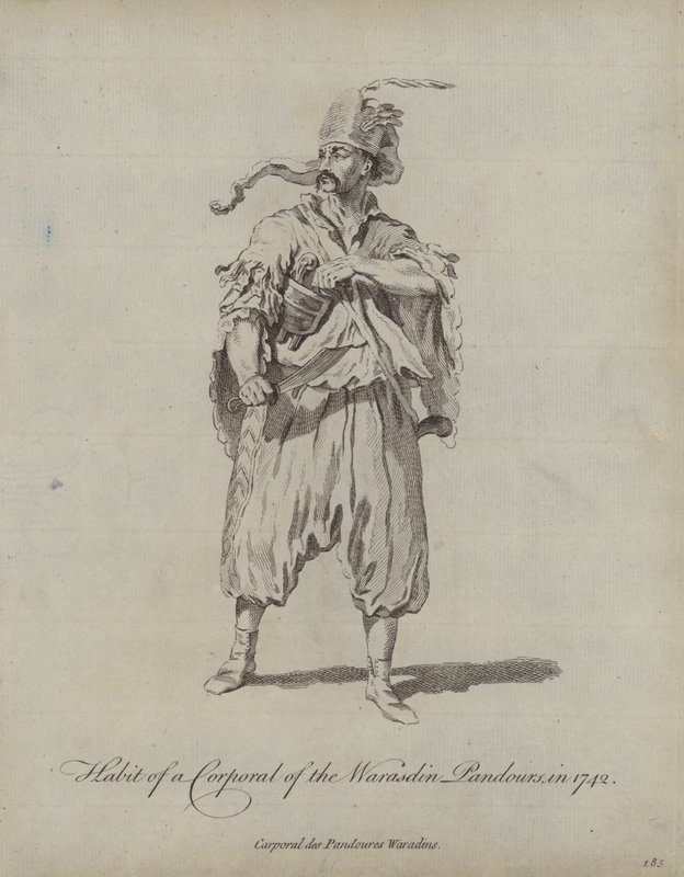 En korporal fra Warasdin Pandours vane i 1742 af English School