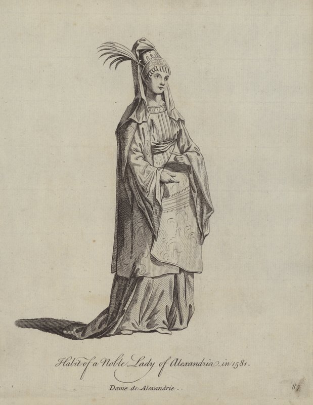 Vanen til en adelig dame af Alexandria i 1581 af English School