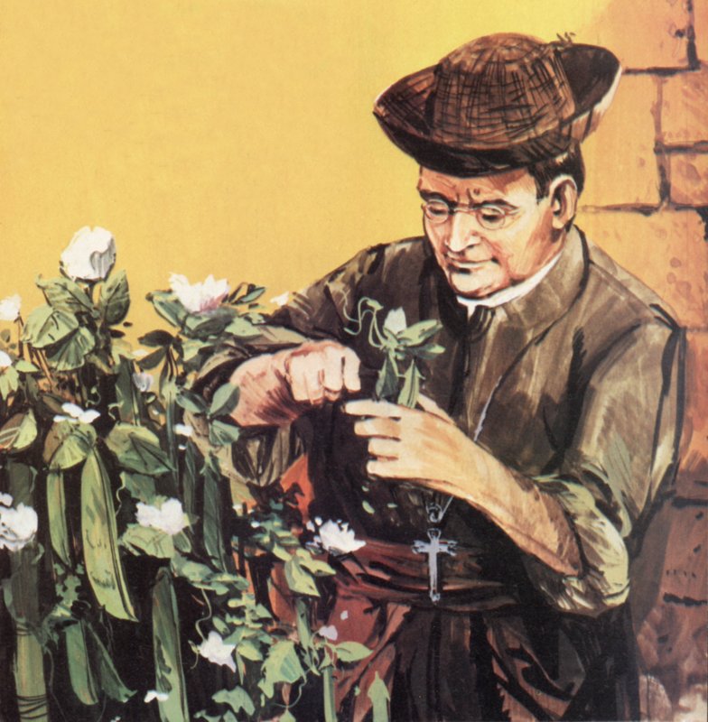 Johann Mendel arbejder i sin klosterhave af English School