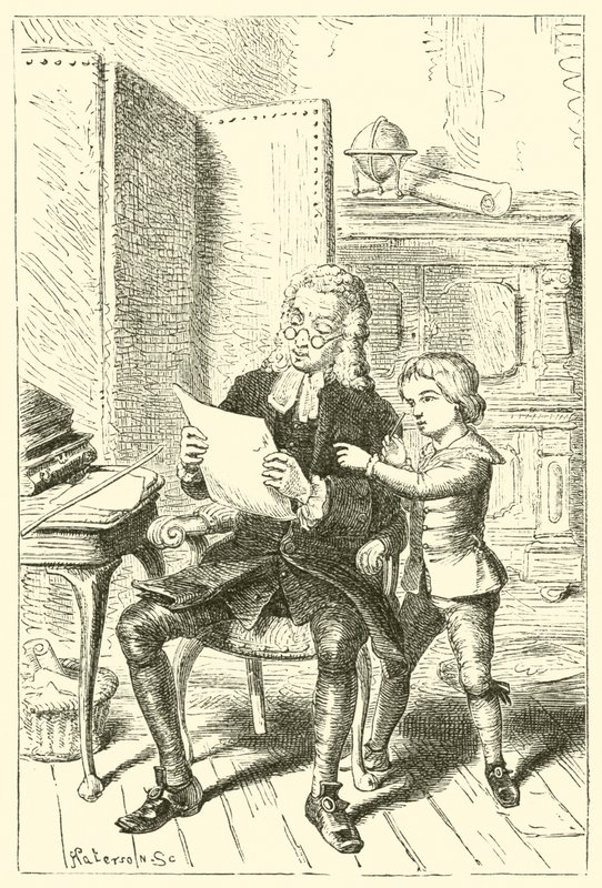 Joshua Reynolds, drengen, der viser tegningen af sin fars skole af English School