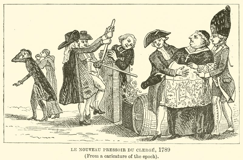 The New Press of the Clergy, 1789, (Fra en karikatur af epoken) af English School
