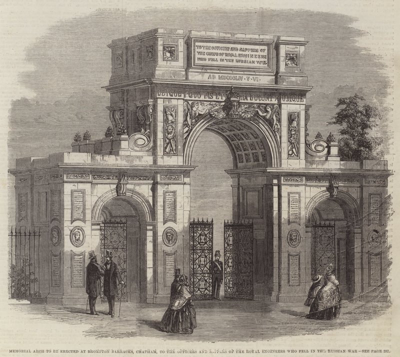 Mindebue, der skal opføres ved Brompton Barracks, Chatham, til officererne og sapperne fra de kongelige ingeniører, der faldt i den russiske krig af English School