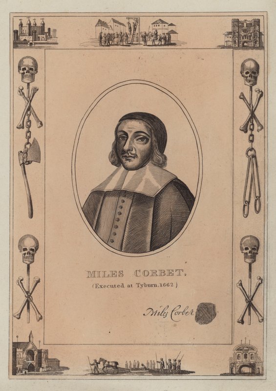 Miles Corbet, henrettet i Tyburn, 1662 af English School