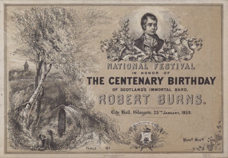 National Festival til ære for Scotlands Centenary Birthday of Scotlands Immortal Bard, Robert Burns, 25. januar 1859 af English School