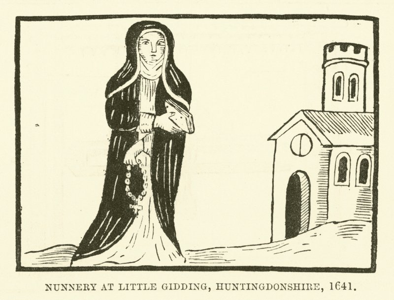 Nonnekloster ved lille uro, Huntingdonshire, 1641 af English School