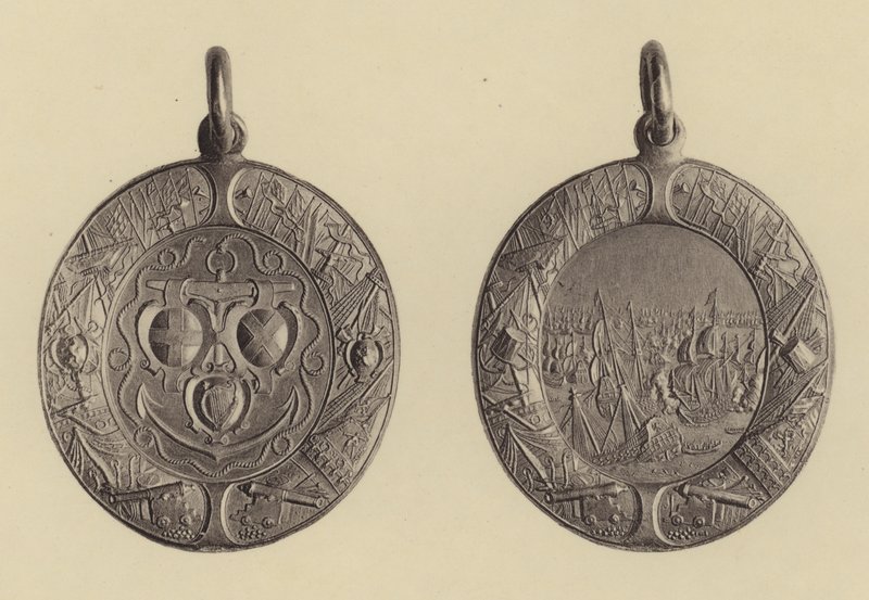 Forside og bagside af flådebelønning for admiral Blakes sejre over hollænderne, 1652-3 af English School