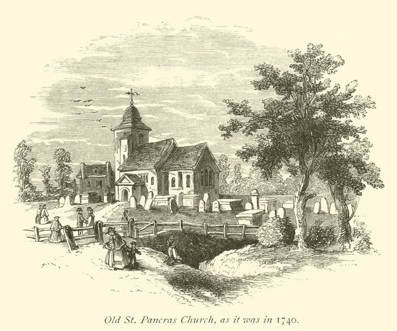 Old St Pancras Church, som den var i 1740 af English School