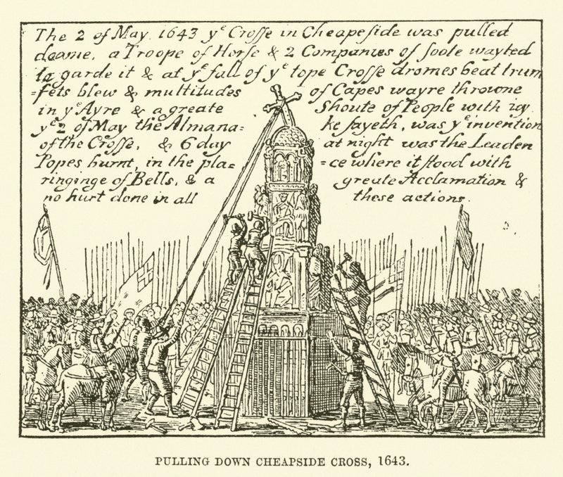 Pulling down Cheapside Cross, 1643 af English School