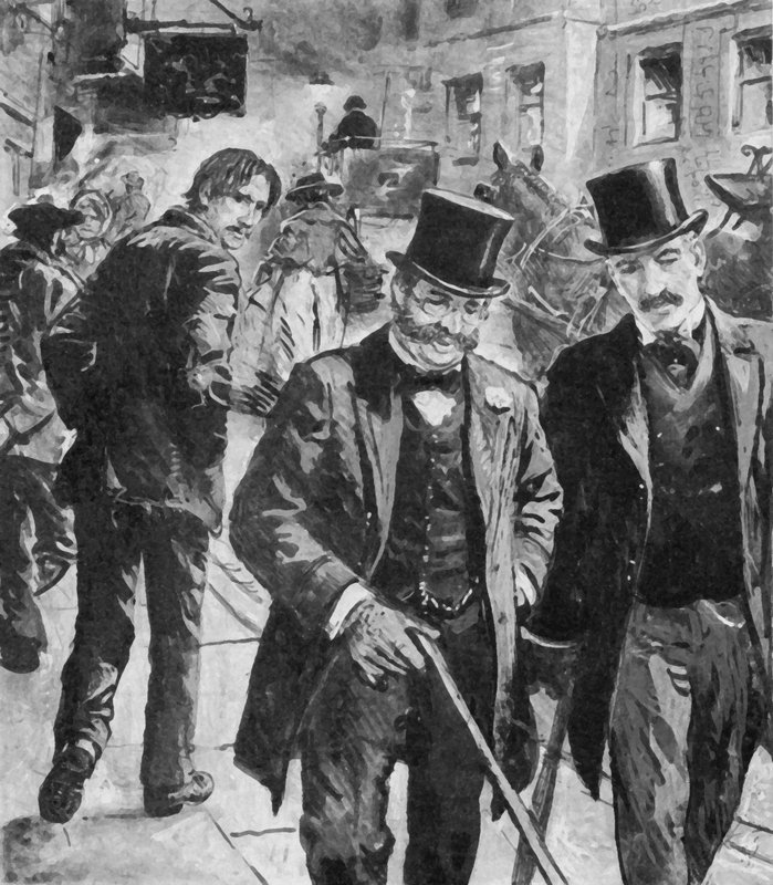 Robert Louis Stevenson, trampelignende, går i Edinburghs gader af English School
