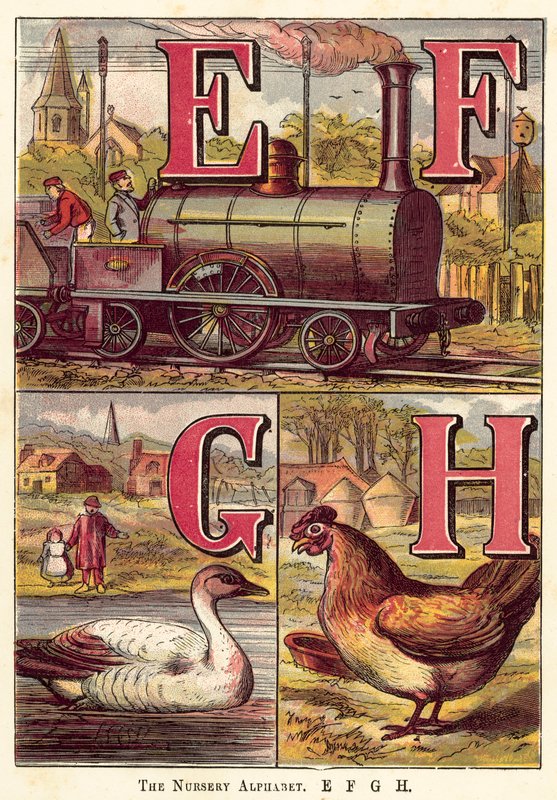 Vuggestuealfabetet, E, F, G, H af English School