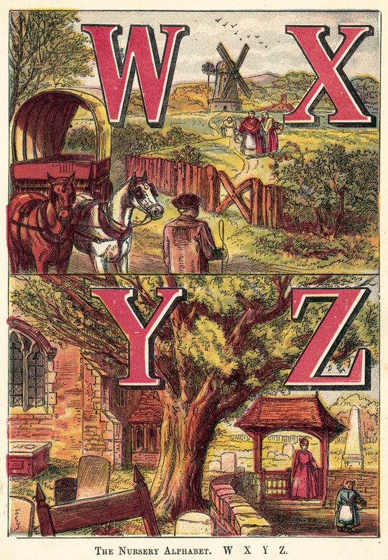 Vuggestuealfabetet, W, X, Y, Z af English School