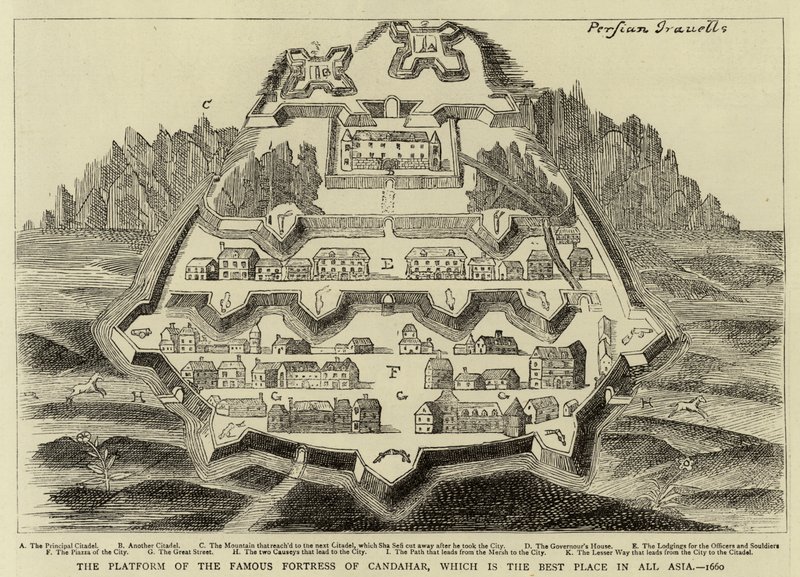 Platformen for den berømte fæstning Candahar, som er det bedste sted i hele Asien, 1660 af English School