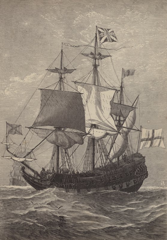 Hejsningen af den første Union Jack til søs, 1606 af English School